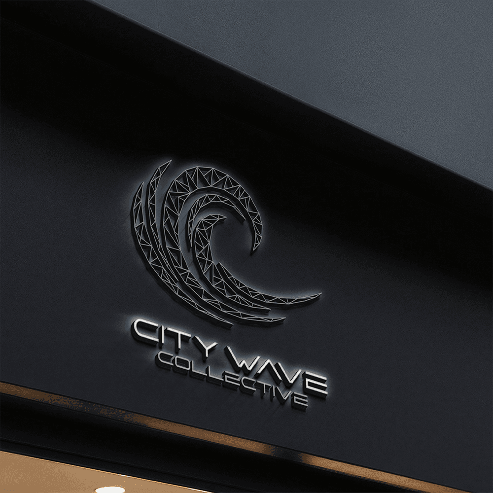 Embossed dark signage